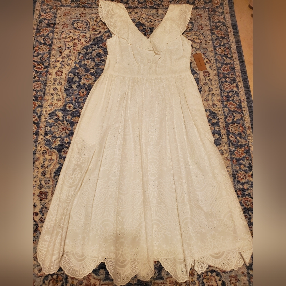 Cremieux white cotton summer dress size 6